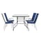 Flash Furniture Brazos 5 Pc Outdoor Patio Dining Set - 55in Tempered Glass Patio Tbl w/Umbrella Hole, 4 Navy Chairs TLH-089REC-303CNV4-GG - alternate 10